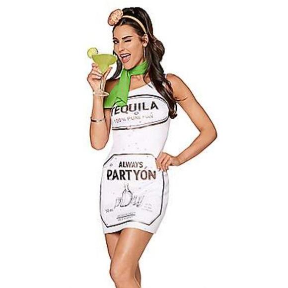Spirit Tequila Bottle Bodycon Dress Costume Halloween Party Womens Size Large - Picture 1 of 6